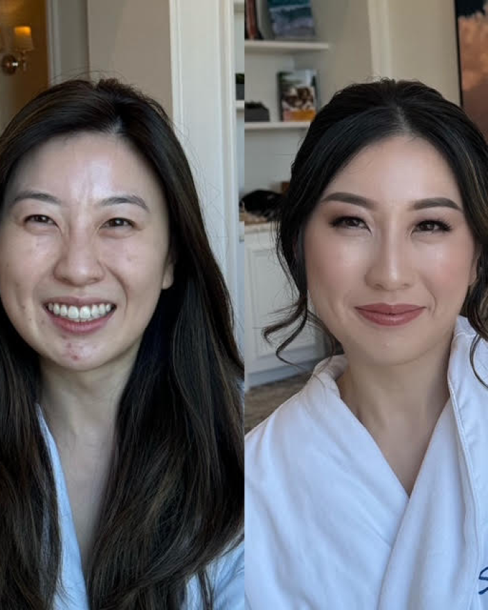 Makeup before-and-after shots