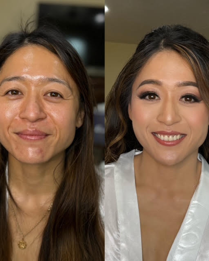 Before and after makeup photos