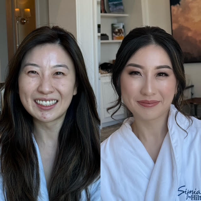 Makeup before-and-after shots