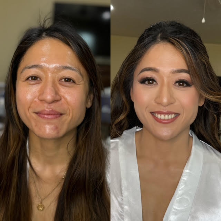 Before and after makeup photos